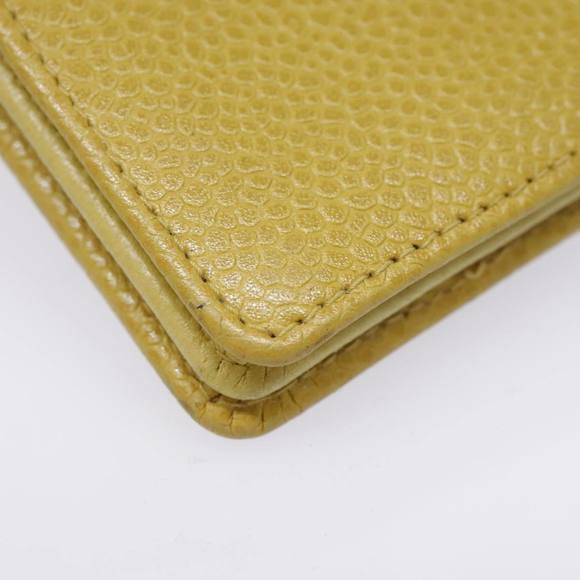 CHANEL COCO Mark Card Case Caviar Skin Yellow CC Auth am6890 - Picture 15 of 16
